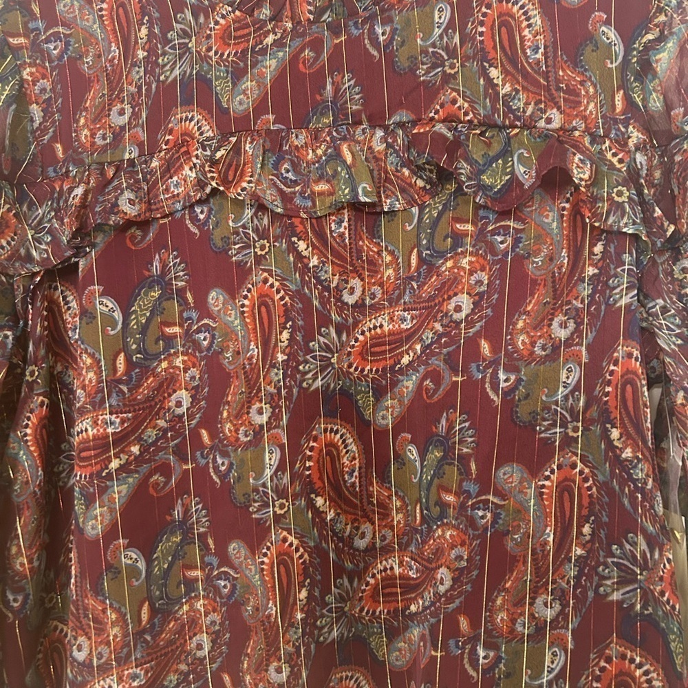 MODCLOTH Moon Orchid Affinity for Finery Long Sleeve Ruffle Top NWT - Picture 6 of 8